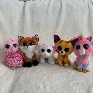 Ty Beanie Boo Babies Lot of 5 Fantasia Pinky Tabor Slick Pablo Stuffed Animal